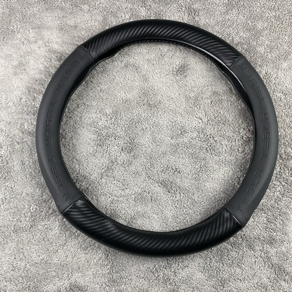 Tesla Carbon Fiber Leather Car Steering Wheel Cover For‎ Tesla Model 3 and Y